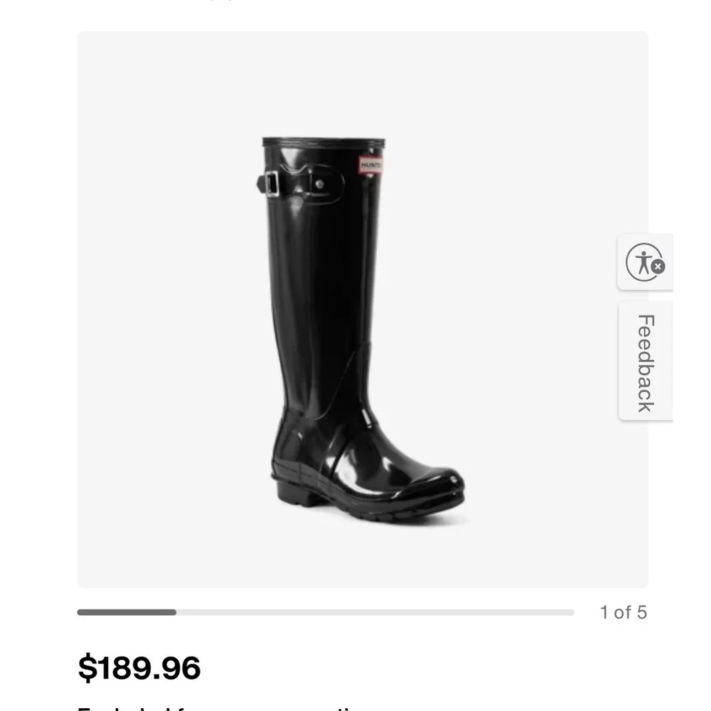 Hunter Original Tall Gloss Black Rain Boots Women's Size 7 $190